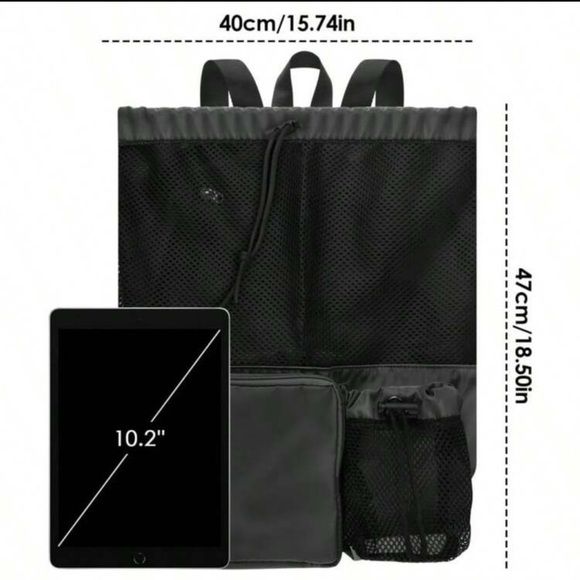 Green Mesh Drawstring Backpack - Picture 5 of 5